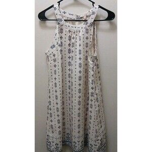 Skies Are Blue Halter-Neck Sleeveless Tribal-Style Navy/Ivory Dress Womens Small